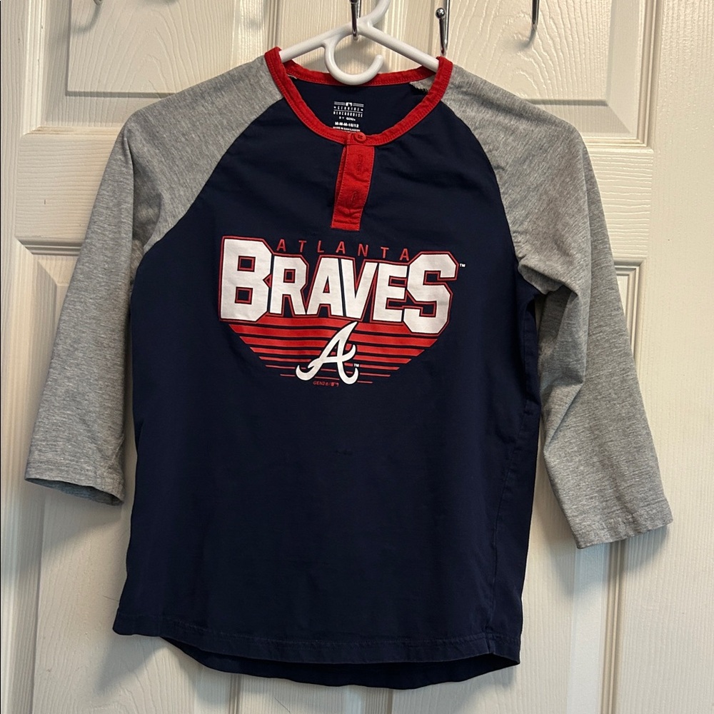 Majestic Kids Atlanta Braves Navy and Gray Long Sleeve Tee